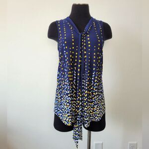 SJS Apparel Camisole Navy Blue Polka Dot Classy Formal Office Flattering Medium
